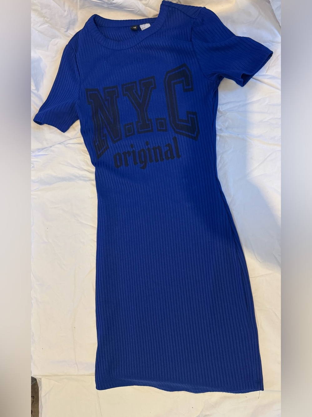 Royal Blue 'N.Y.C Original' Ribbed T-Shirt Dress